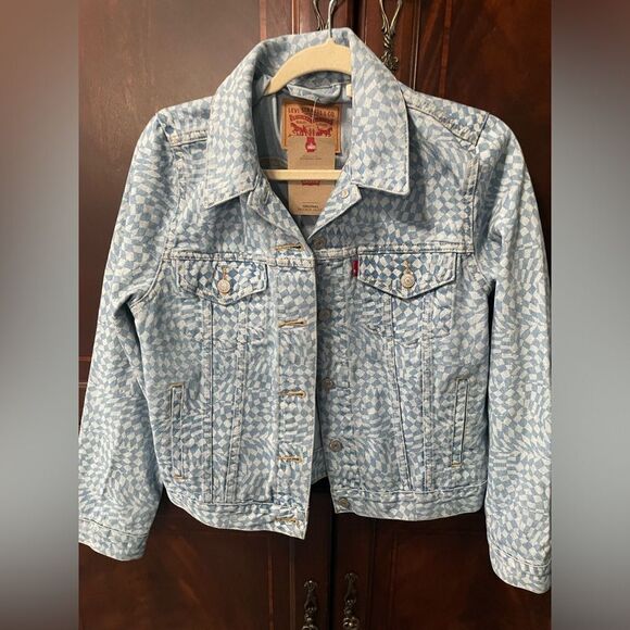 LEVI’S DENIM TRUCKER JACKET IN HARPER GEO - Picture 3 of 7
